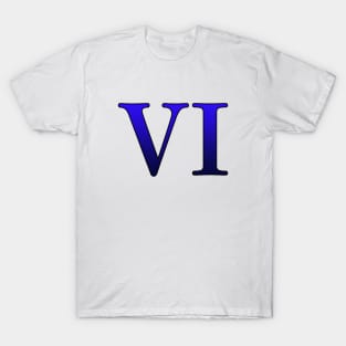 Blue Roman Numeral 6 VI T-Shirt